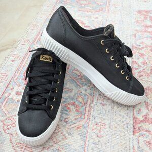Black satin fabric Keds triple kick platform - women's size 8